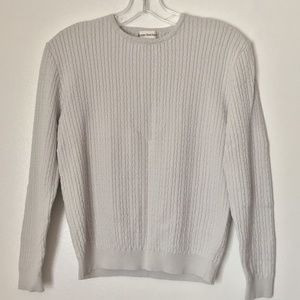Harry Bricken cable knit sweater light grey XS vintage prep classic clothes